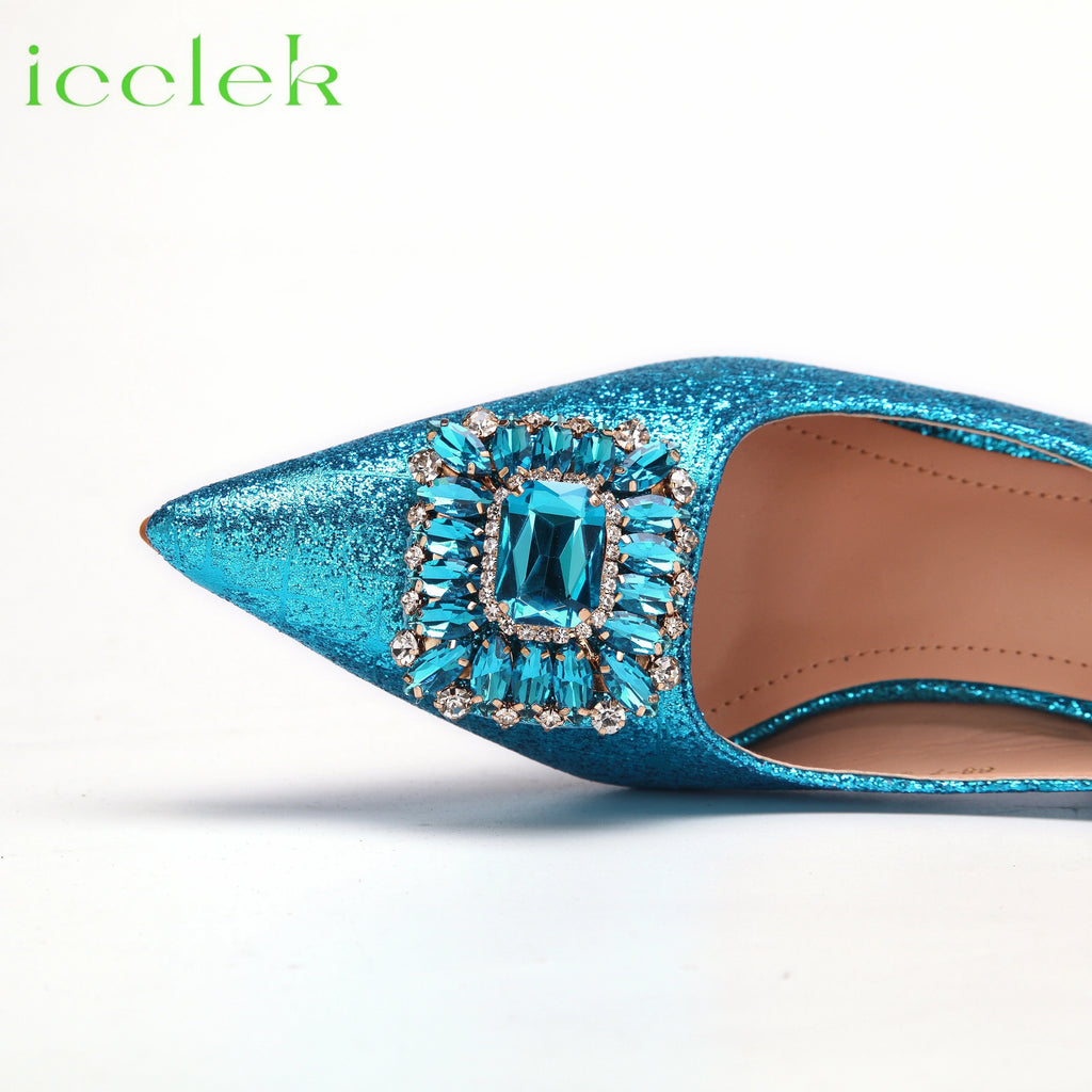 Pointed Toe Women Sandals Shoes Matching Bag Set For Ladies