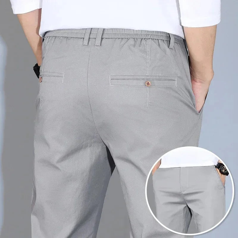 Men Soft Comfortable Khaki Ultra-thin Ice Silk Pants
