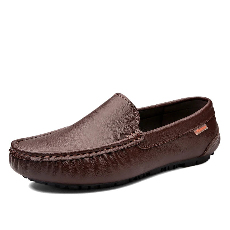 2024 Business Genuine Leather Men Shoes Casual Slip-On Loafers Breathable Leather Shoes Men Flat Hot Selling Moccasin Work Shoes