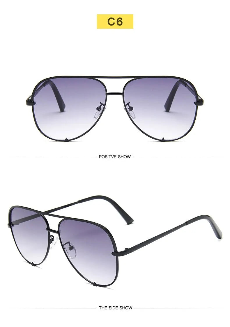 European And American Retro Style Double Beam Toad Mirror Men and Women Metal Sunglasses