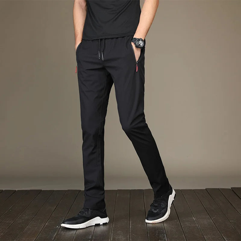 \Men Running Pants With Zipper Pockets Training Joggings Sports Trousers