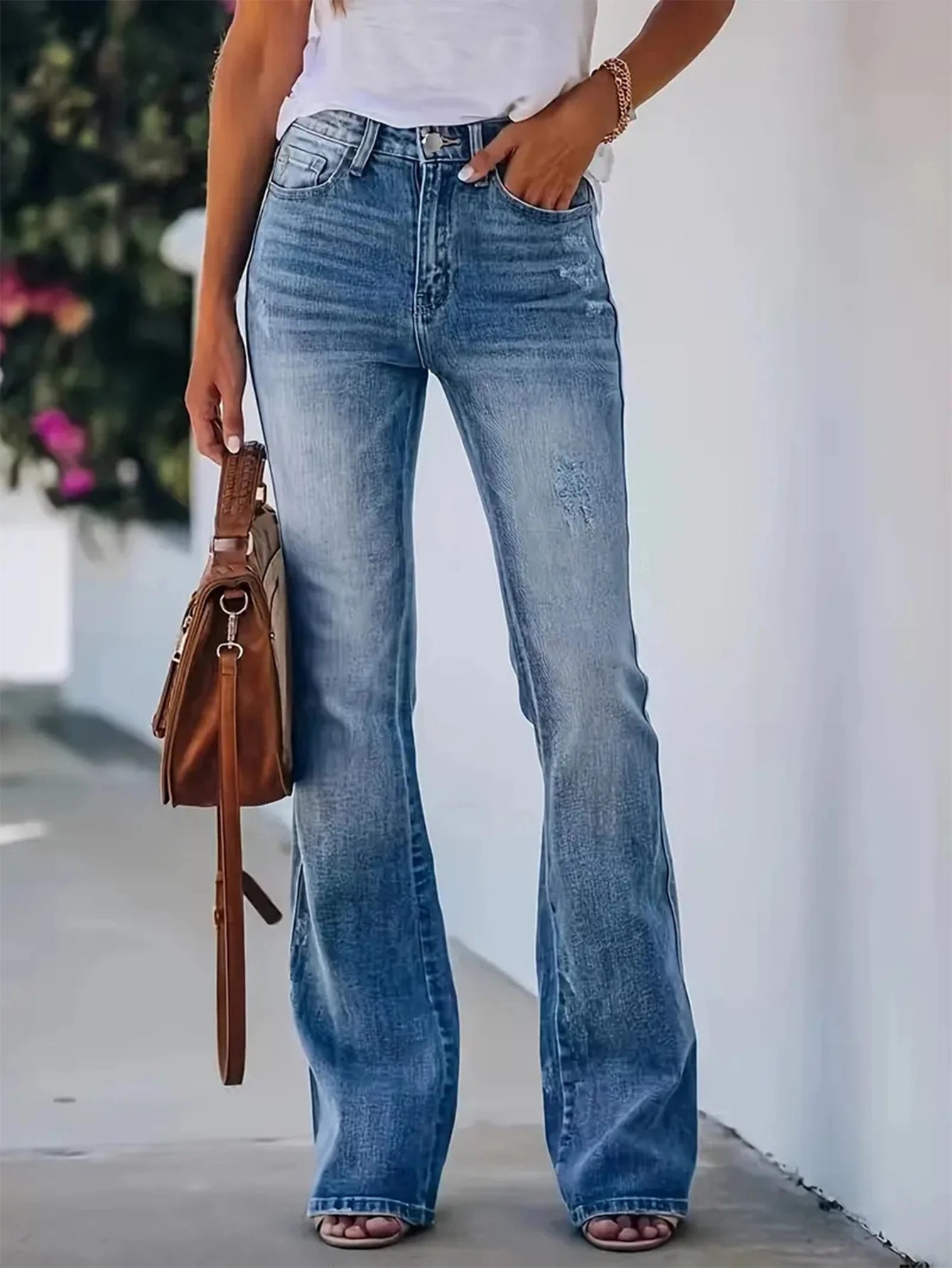 Women's horn jeans high waist Denim pants