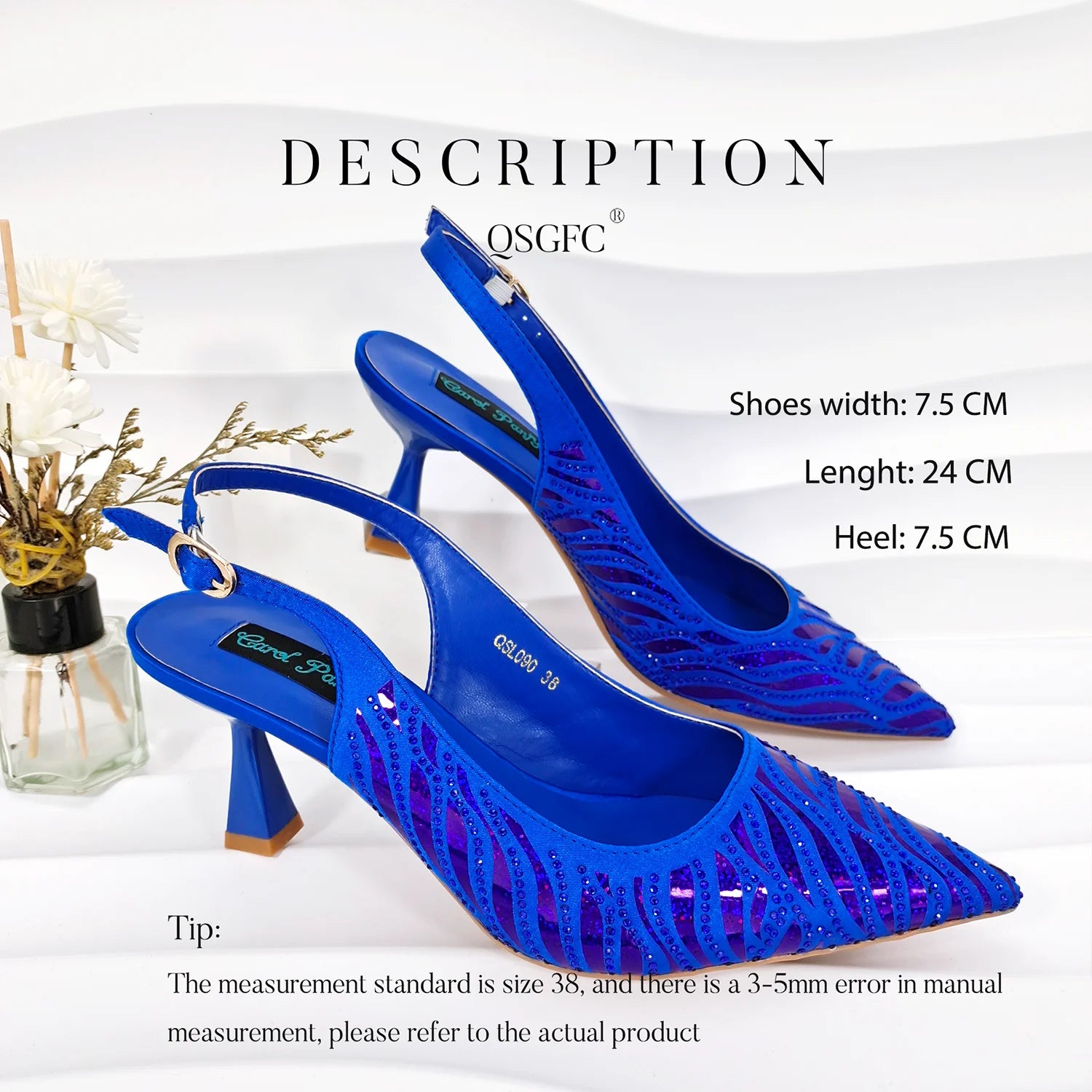 Ladies Heel and Bag Set Full Diamond Fashion Silver Color Pumps