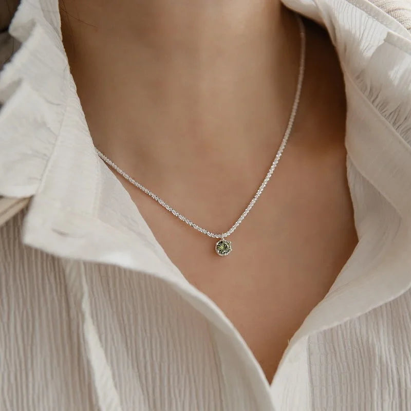Popular Silver Colour Sparkling Chain Choker Necklace For Women