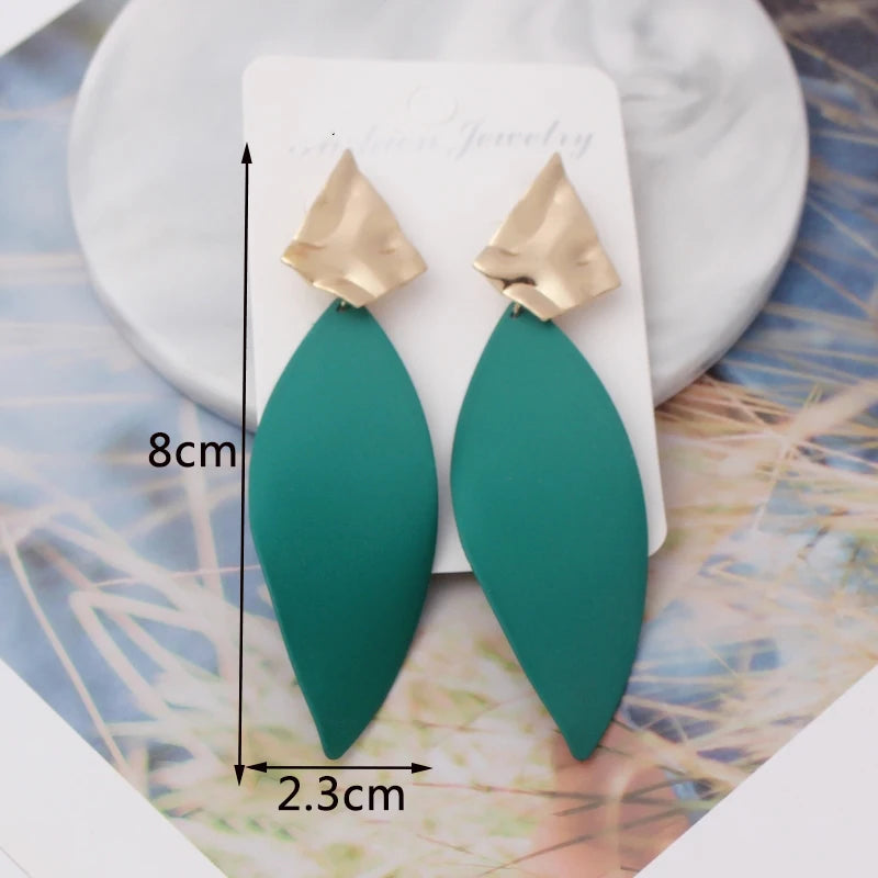 Green Color Crystal Dangle Earrings for Women