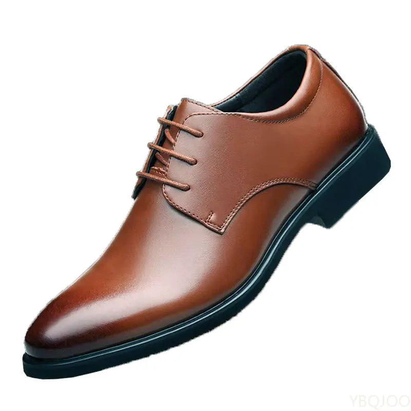 2025 Male Business Formal Wear Casual Shoe Men's Breathable Leather Shoes Black Soft Leather Soft Bottom Spring Best Man Homme