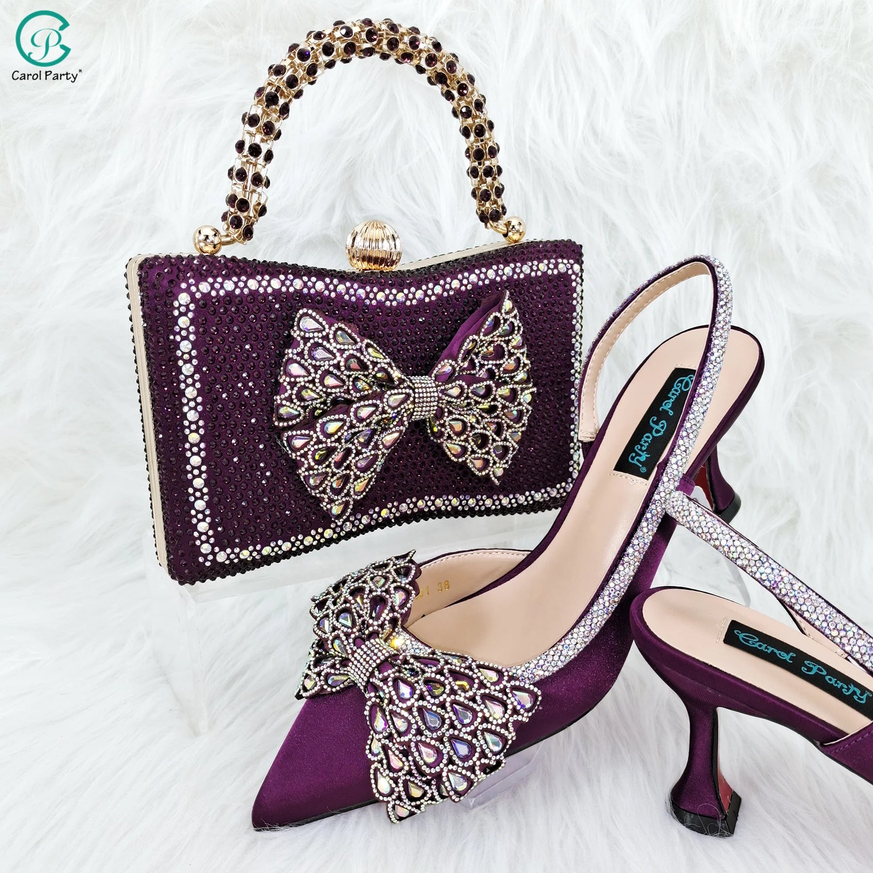 princess style  Young Girl Rhinestone-encrusted Bag & Comfortable  High Heels