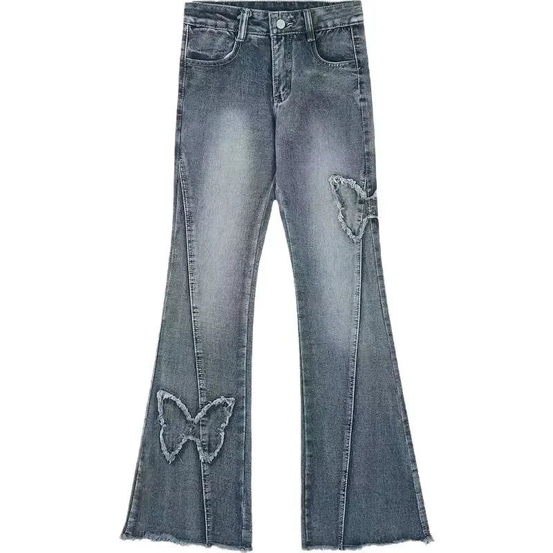 Pear-shaped Slimming High-waisted Jeans American Style Loose Fit Bootcut Pants For Women