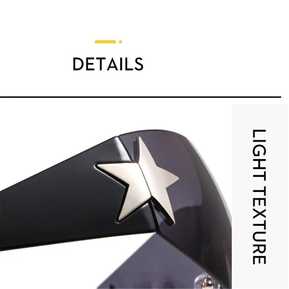 2025 Fashion Punk Y2K Sunglasses for Women Men Trendy Wrap Around Sun Glasses Shades Star Decoration Eyewear UV400 Goggles