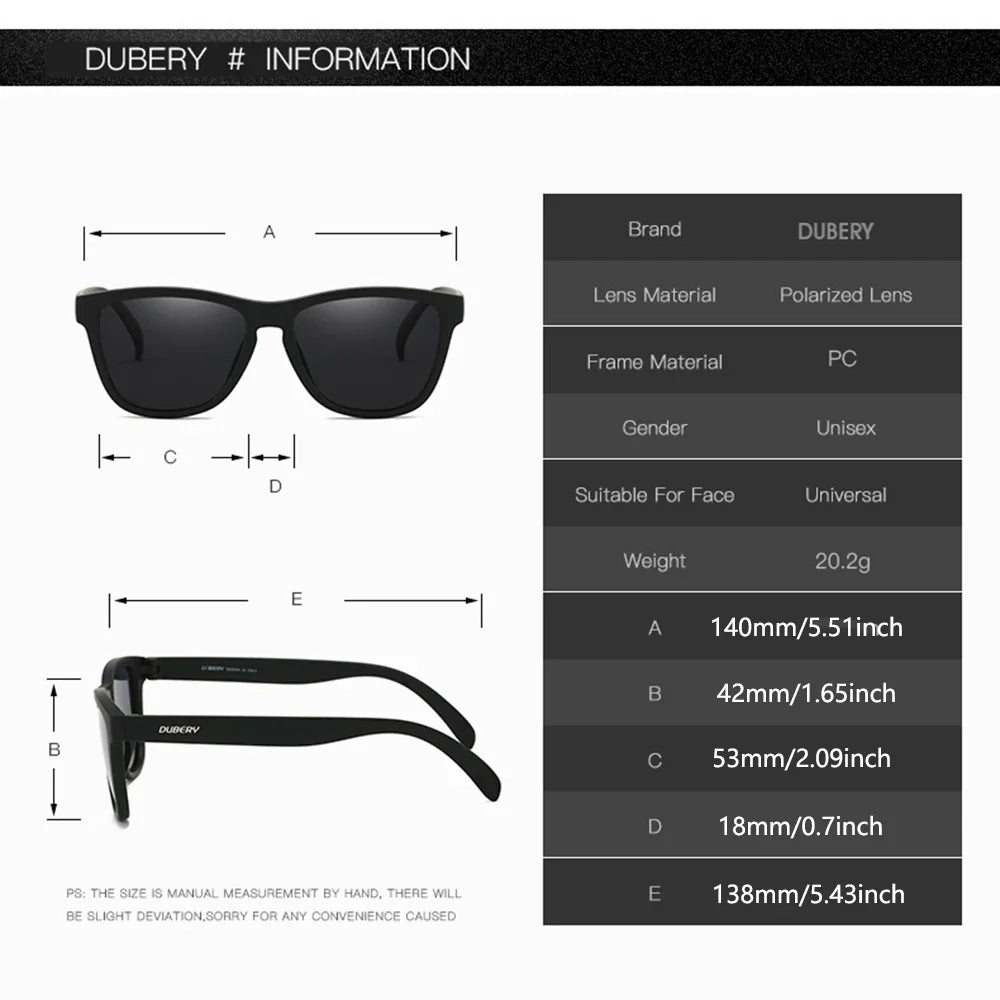 DUBERY Full Rim Polarized Sunglasses For Men And Women 28 Colors Model 550