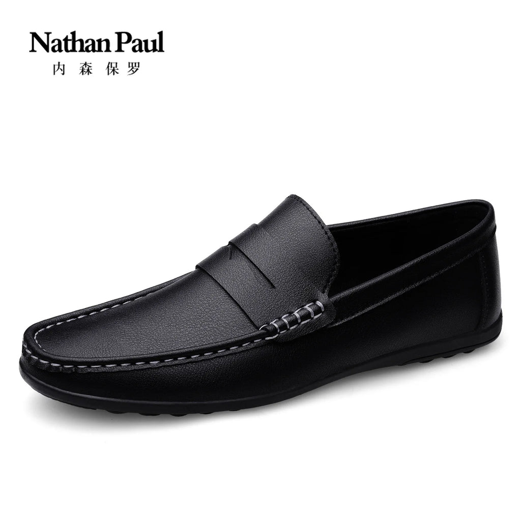 Leather men's shoes 2024 summer new driving flat casual style men's shoes trendy fashion outdoor lazy loafers men's shoes