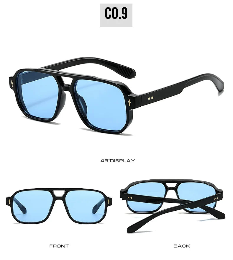 Fashion Square Sunglasses Women Men Driving Rivets Arrow Decoration Casual Travel Suitable for All Sun Glasses Uv400