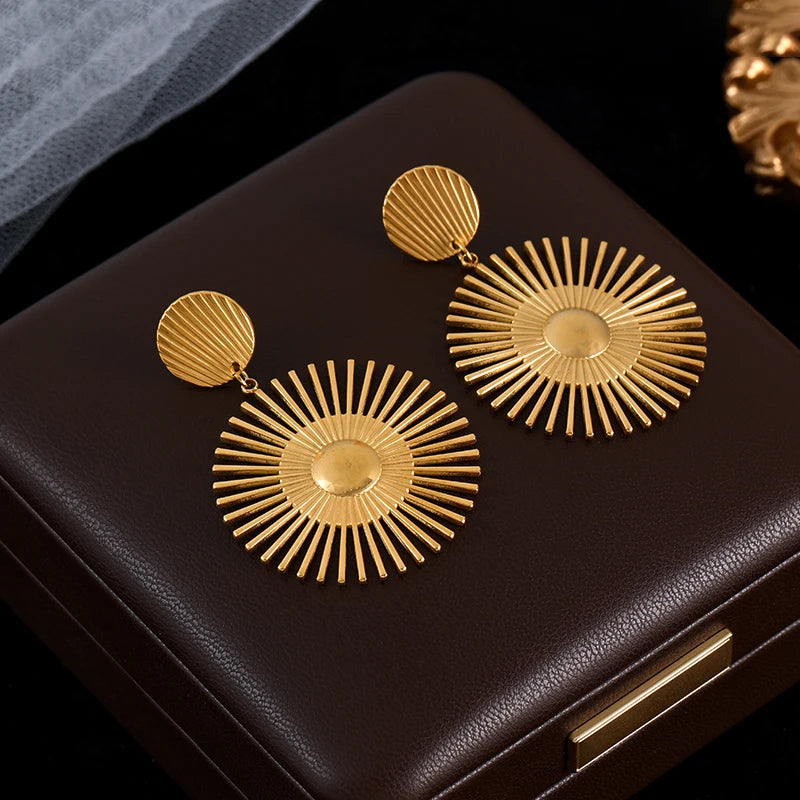Stainless Steel Luxury White Zirconia Drop Earrings For Women
