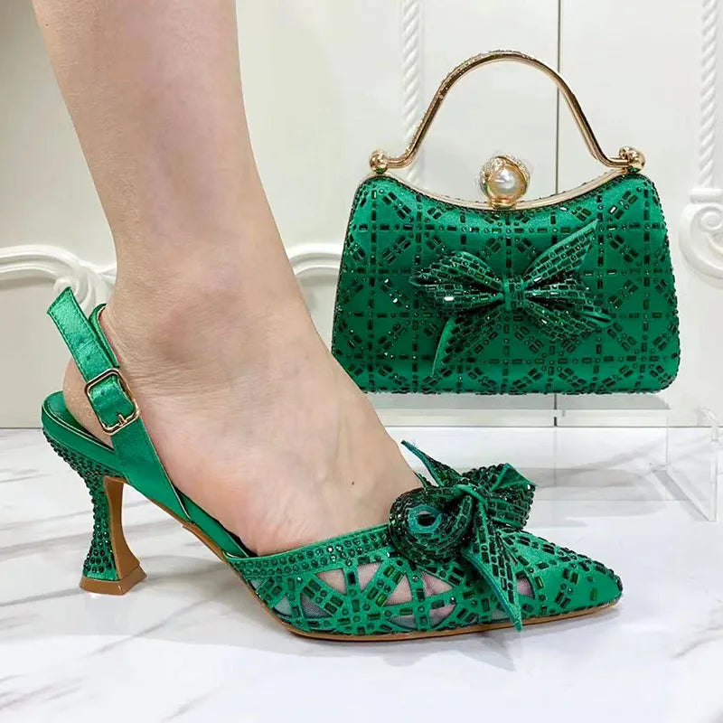 Ladies Shoe and Bag Set Latest Designers Luxury Italian Party Shoes and Bag Set