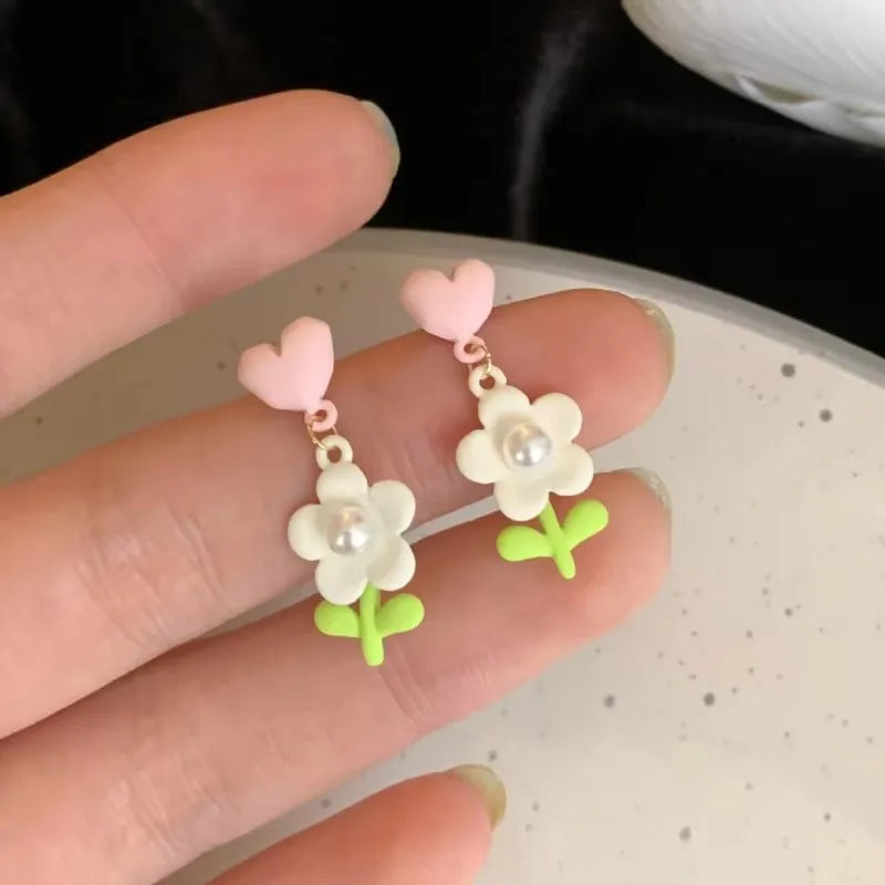 Green Color Crystal Dangle Earrings for Women