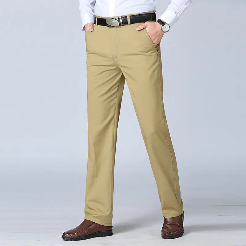 Cotton Straight Suit Pants Men's Loose Trousers