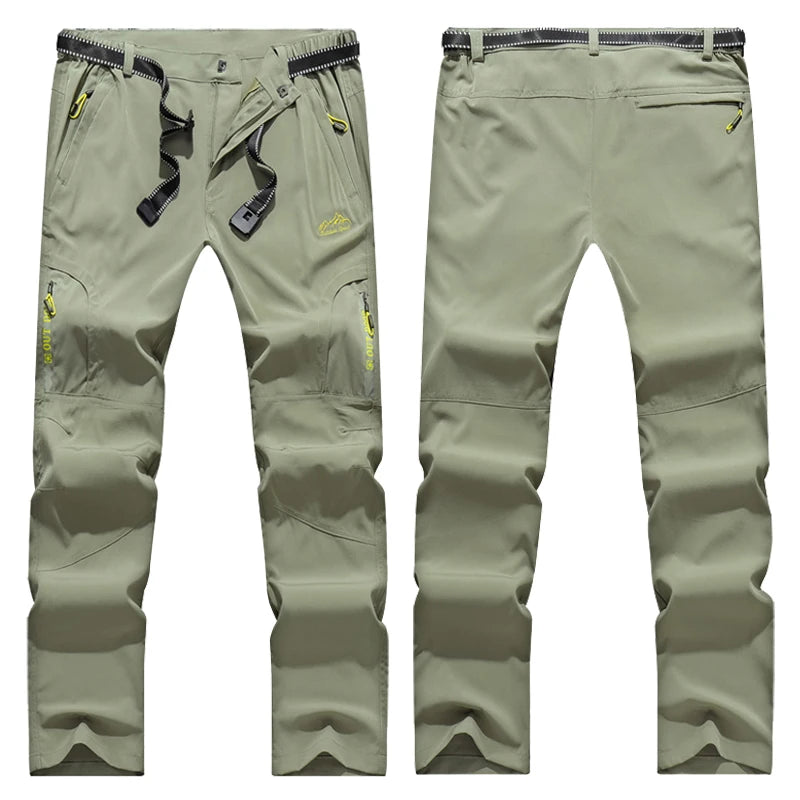 Quick Dry Hiking Pants Men Stretch Waterproof Tactical Pants Zipper Pockets