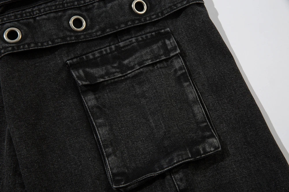 High Street Heavy Industry Multi-pockets Washed Cargo Pants