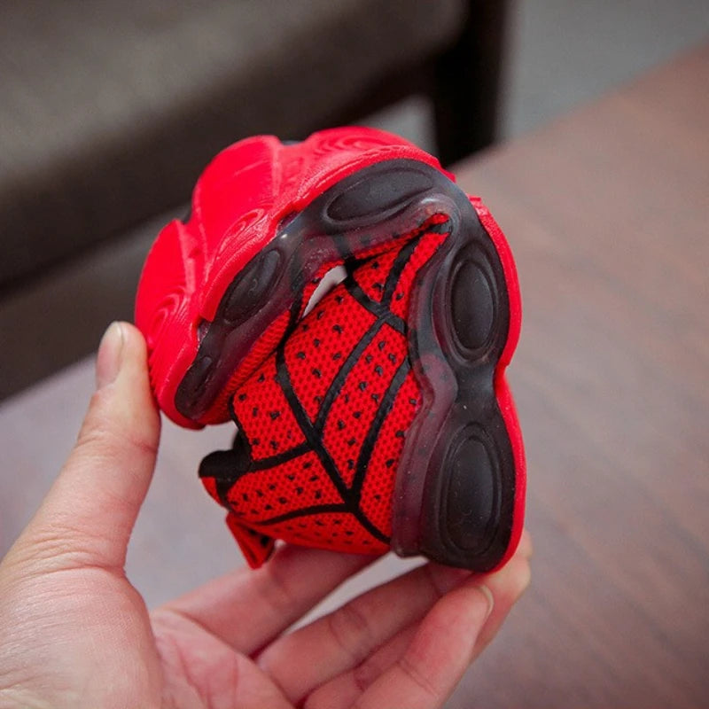 2024 Summer Spiderman Kids Sneakers Disney Children's Led Light Shoes  Boys Breathable Sport Casual Shoes Anti-slip Girls Shoes