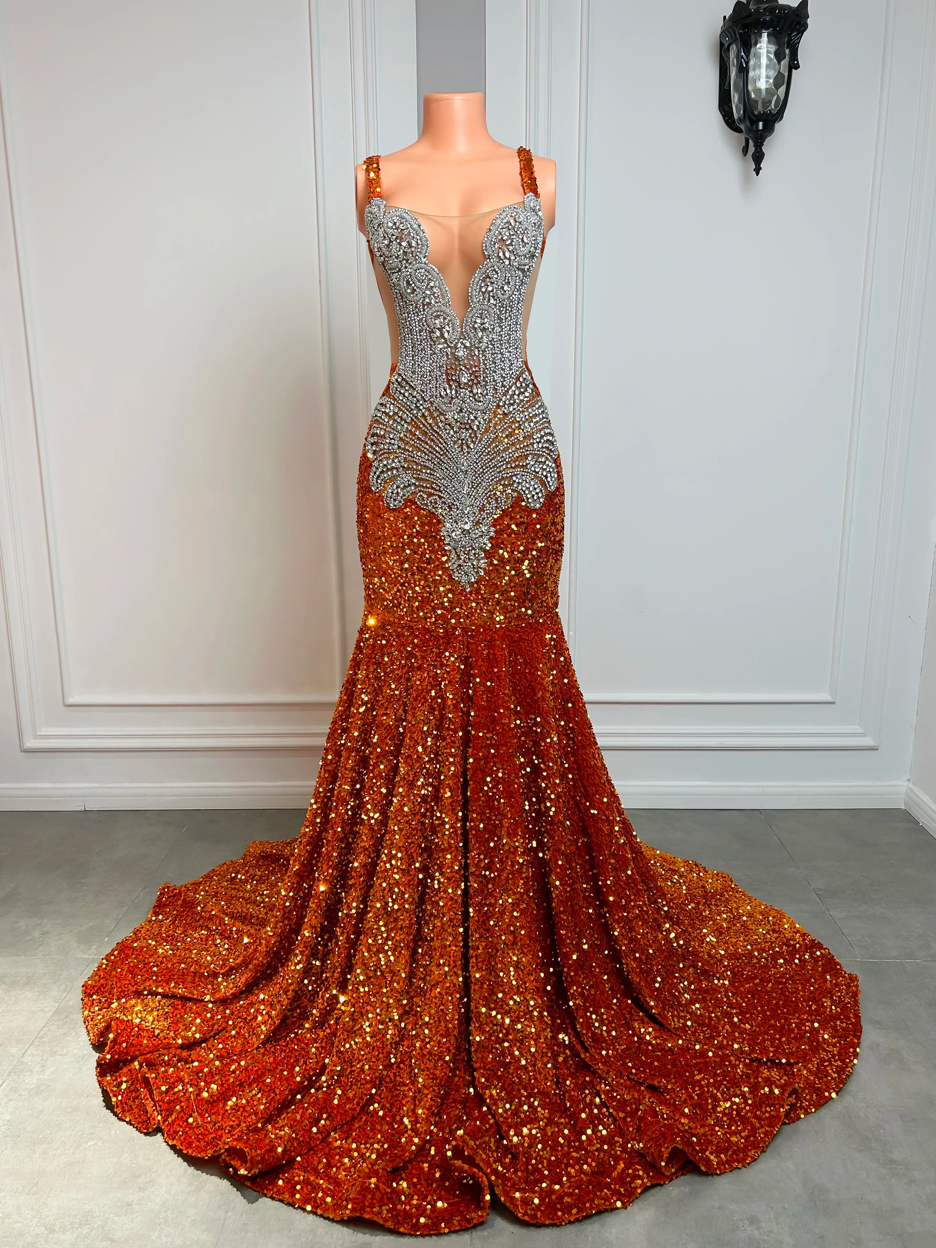 Gorgeous Long Prom Dresses Mermaid Style Luxury Sparkly Silver