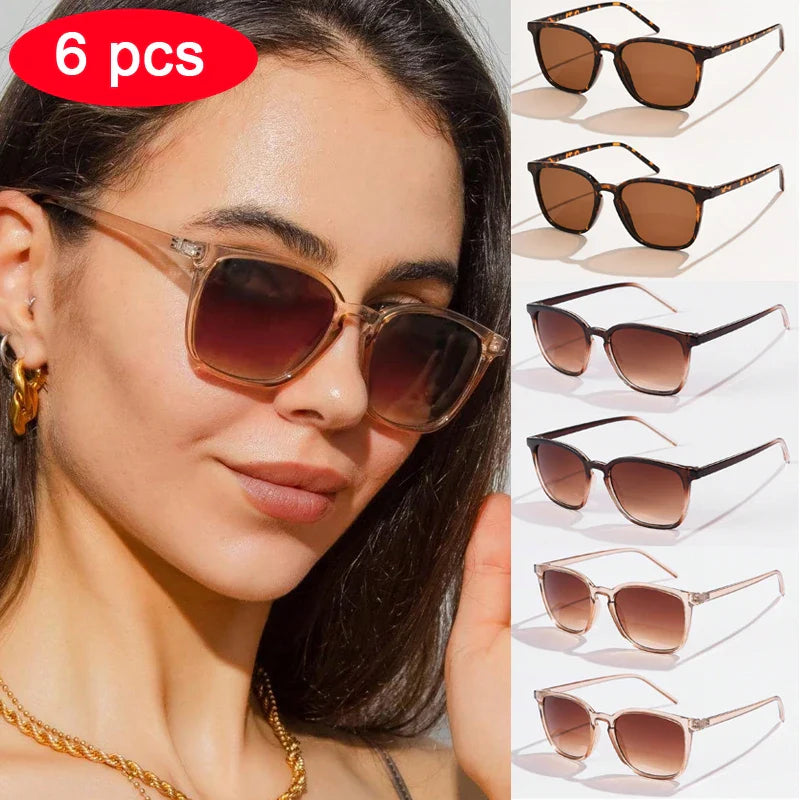 6pcs/4pcs/3pcs Square Small Sunglasses Women Rectangle Frame Purple Colorful Sun Glasses Female Y2K Retro Gradient Shades UV400