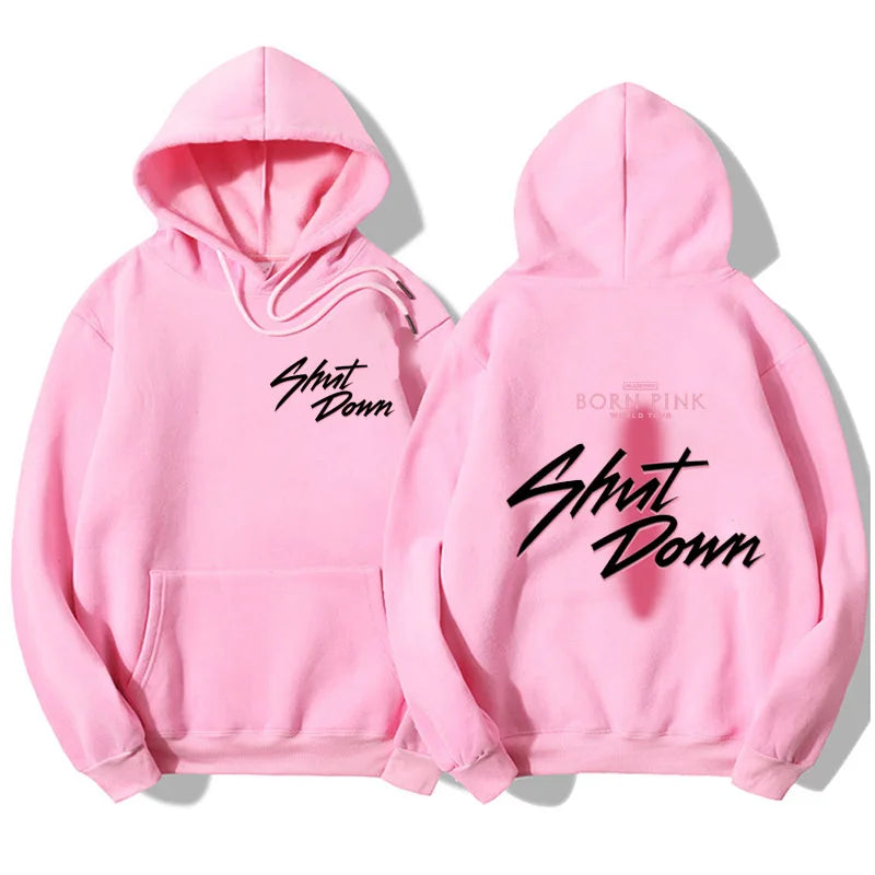 Shut Down Kpop Hoodie Student Funny Jisoo Lisa Rose Jennie Loog Sleeve Men Women Winter Warm Fashion Trend Gift Sweatshirts