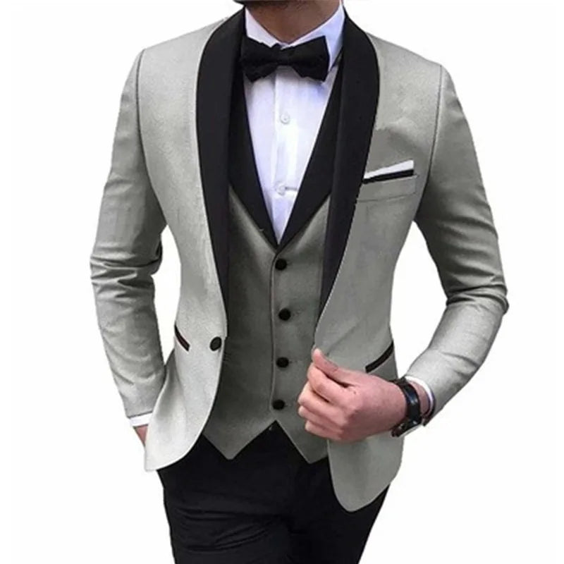 Mens 3 Piece Casual Tuxedos for Wedding