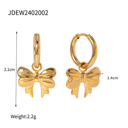 Trend Chic Bow Tie Pendant Drop Hoop Huggie Earrings