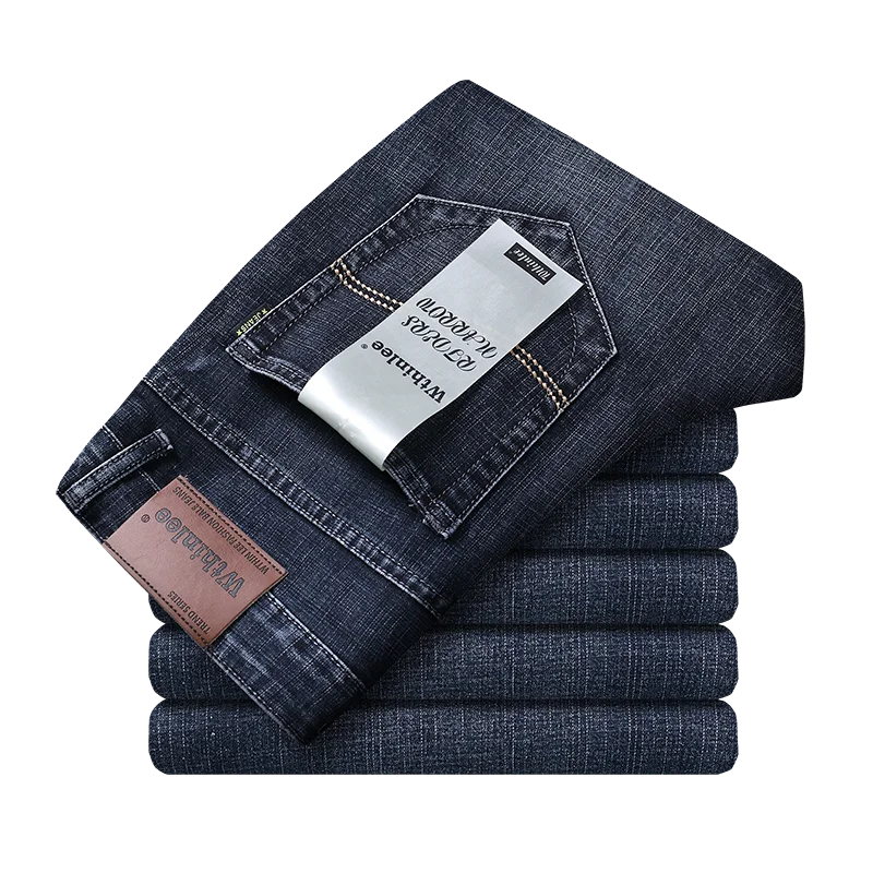 Spring Autumn 2025 Men's Smart Jeans Business Fashion Straight Regular Blue Stretch Denim Trousers Classic Men Plus Size 28-40