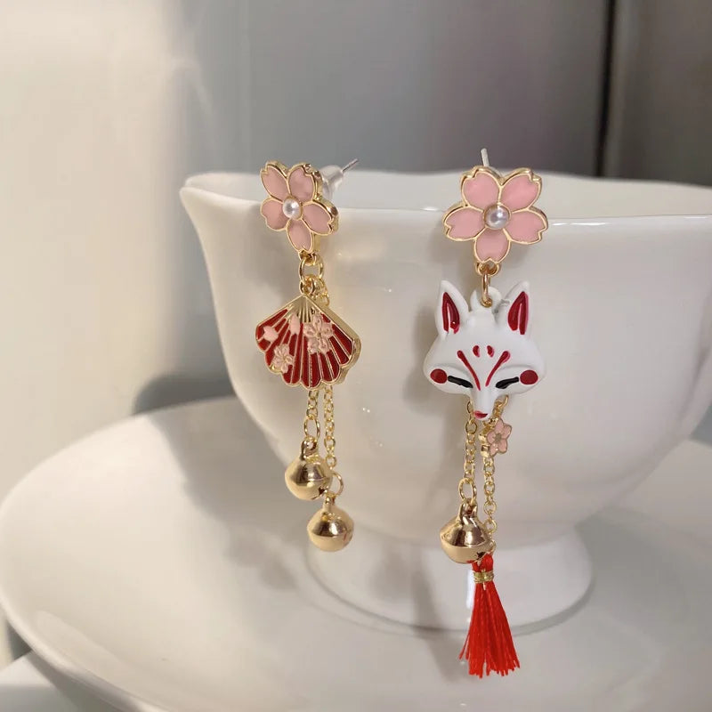 Steel Fun Jewelry HanFu Moon Pendent Long Tassel Earrings for Women