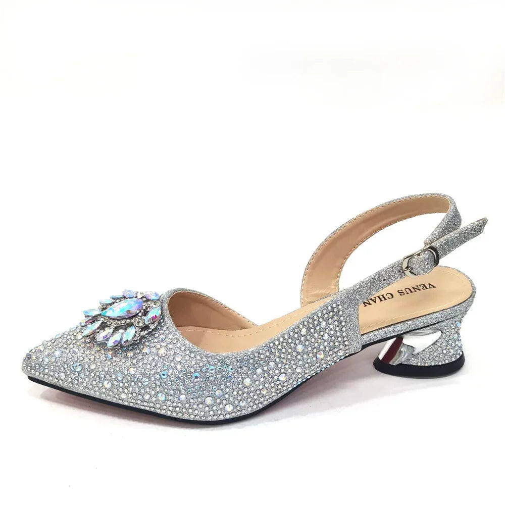 Royal Blue Sandals for Women Luxury Wedding Pumps Med Heels