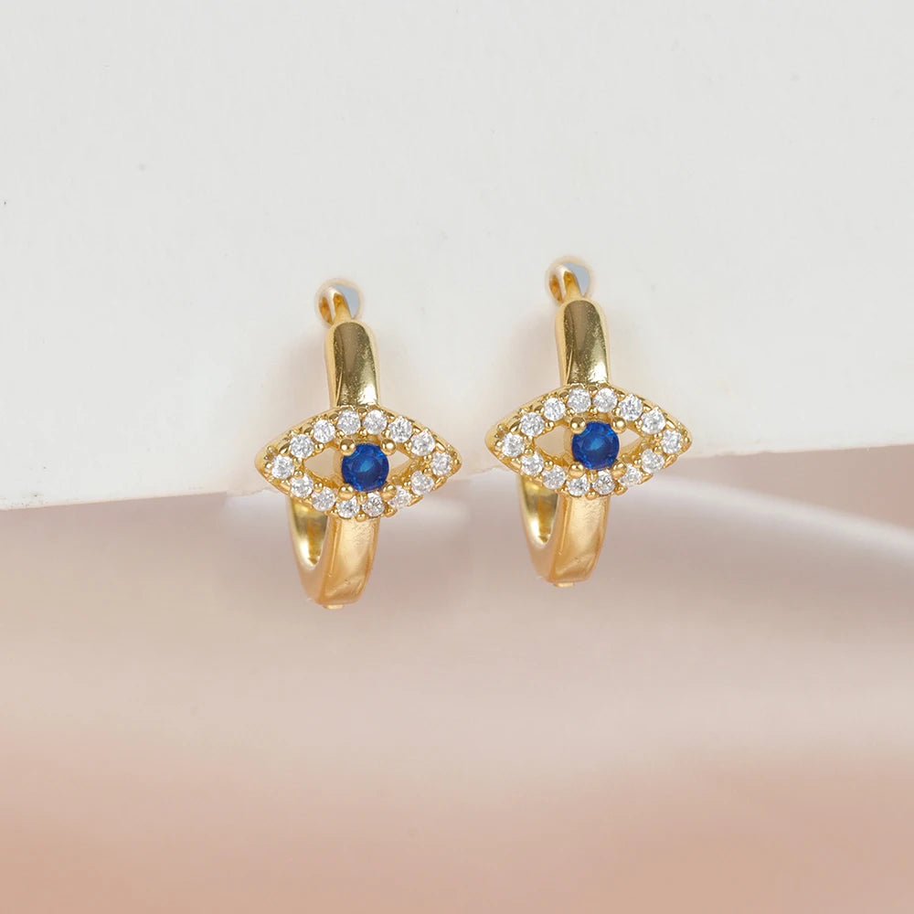 Fashion Gold Color Stainless Steel Ear Evil Eye Drop Earrings For Women