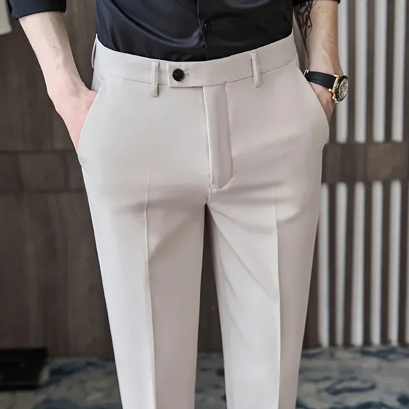 Men Slim Fit Casual Office Trousers Formal Social Wedding Party Suit Pant