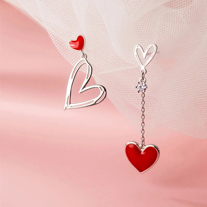 Asymmetric Hollow Black Heart Dangle Earrings For Women