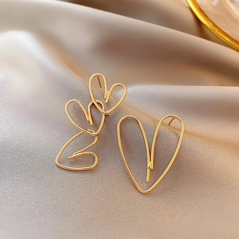 Asymmetric Hollow Black Heart Dangle Earrings For Women
