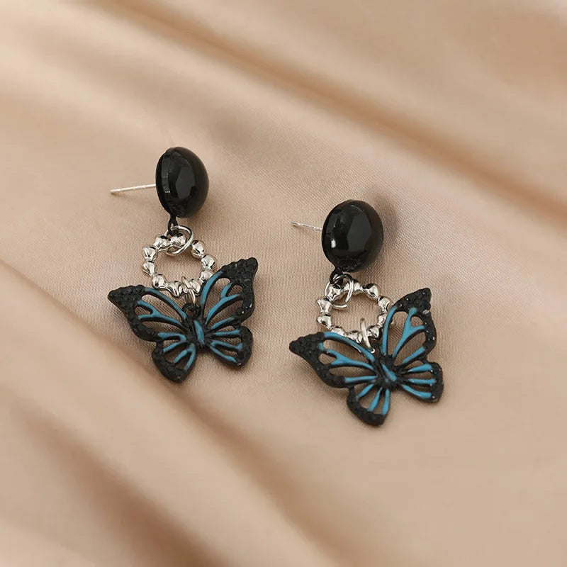 Asymmetric Hollow Black Heart Dangle Earrings For Women