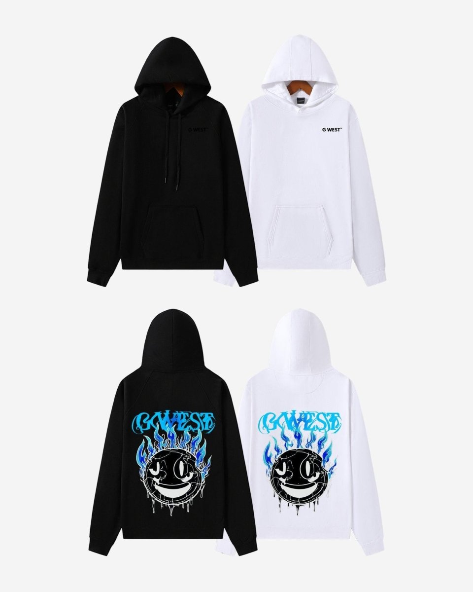 G West Mens Aqua Smile Oversize Hoodie