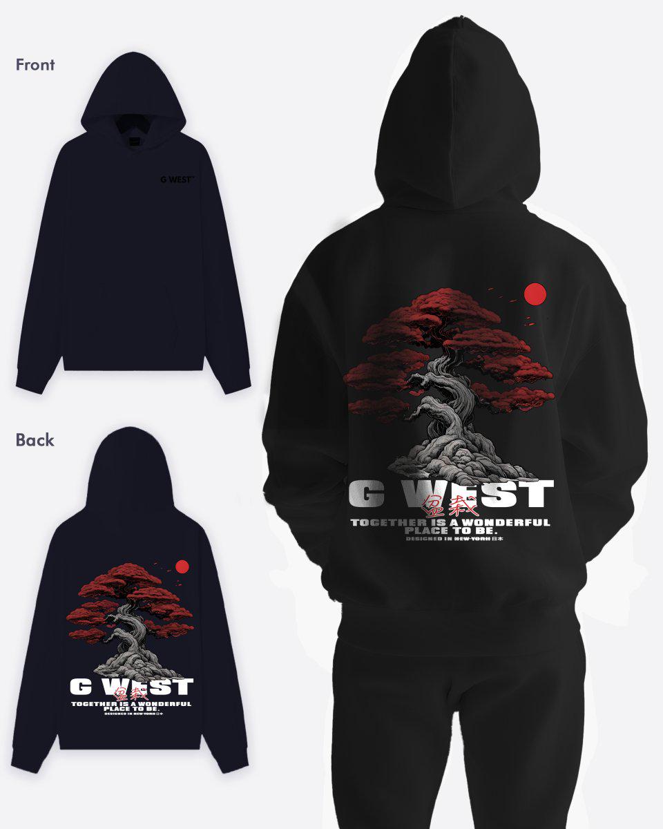 G West Mens Bonsai Tree Oversize Hoodie