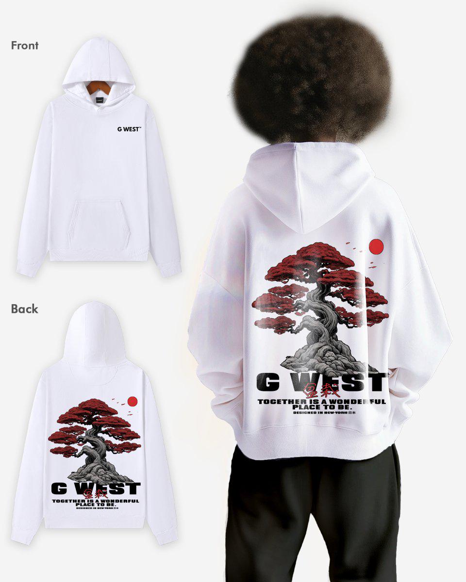 G West Mens Bonsai Tree Oversize Hoodie