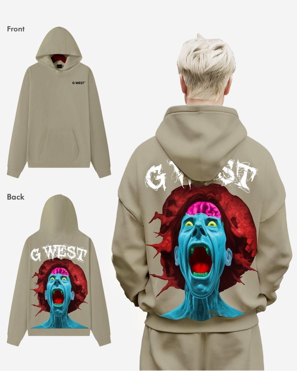 G West Mens Brain Explosion Heavy Premium Oversized Hoodie