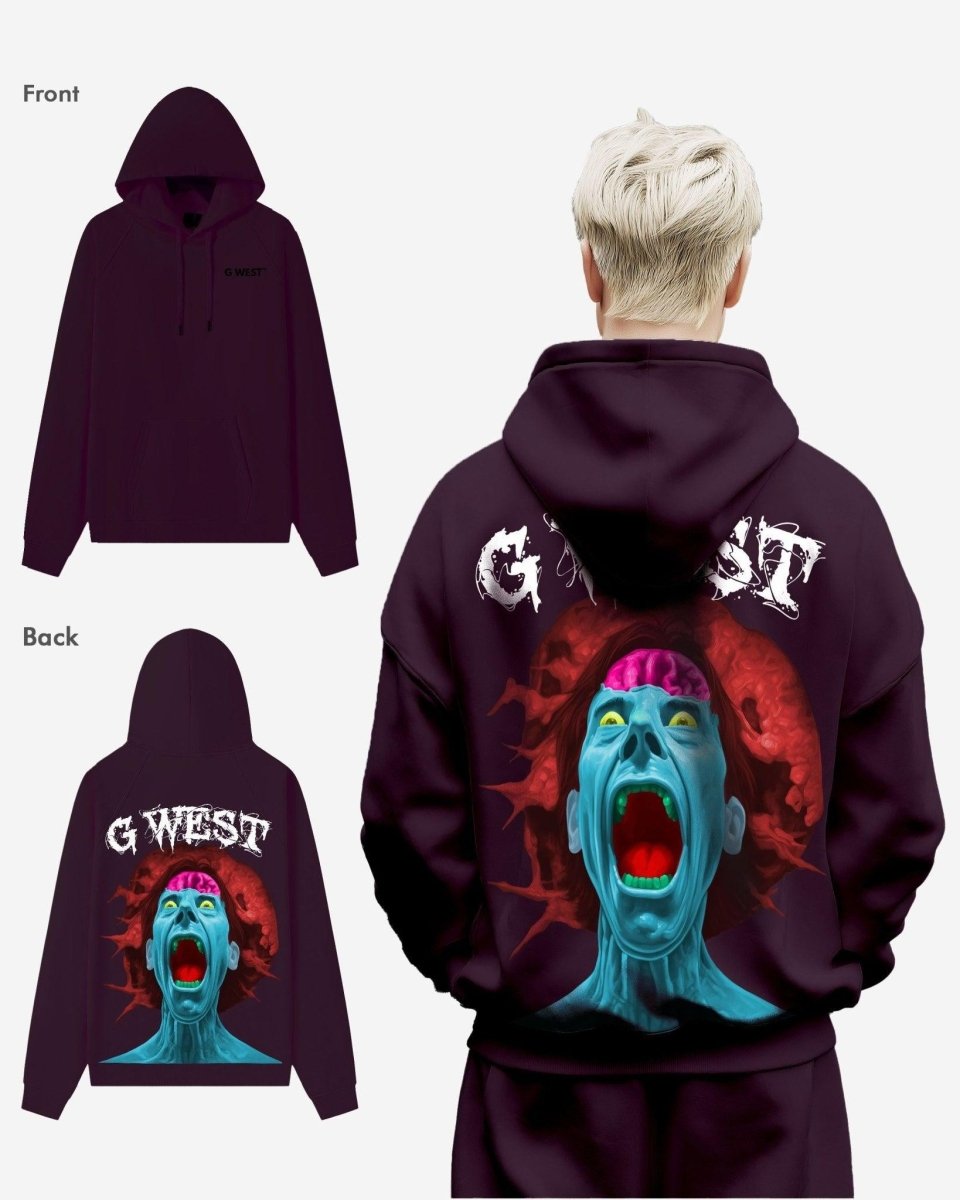 G West Mens Brain Explosion Heavy Premium Oversized Hoodie