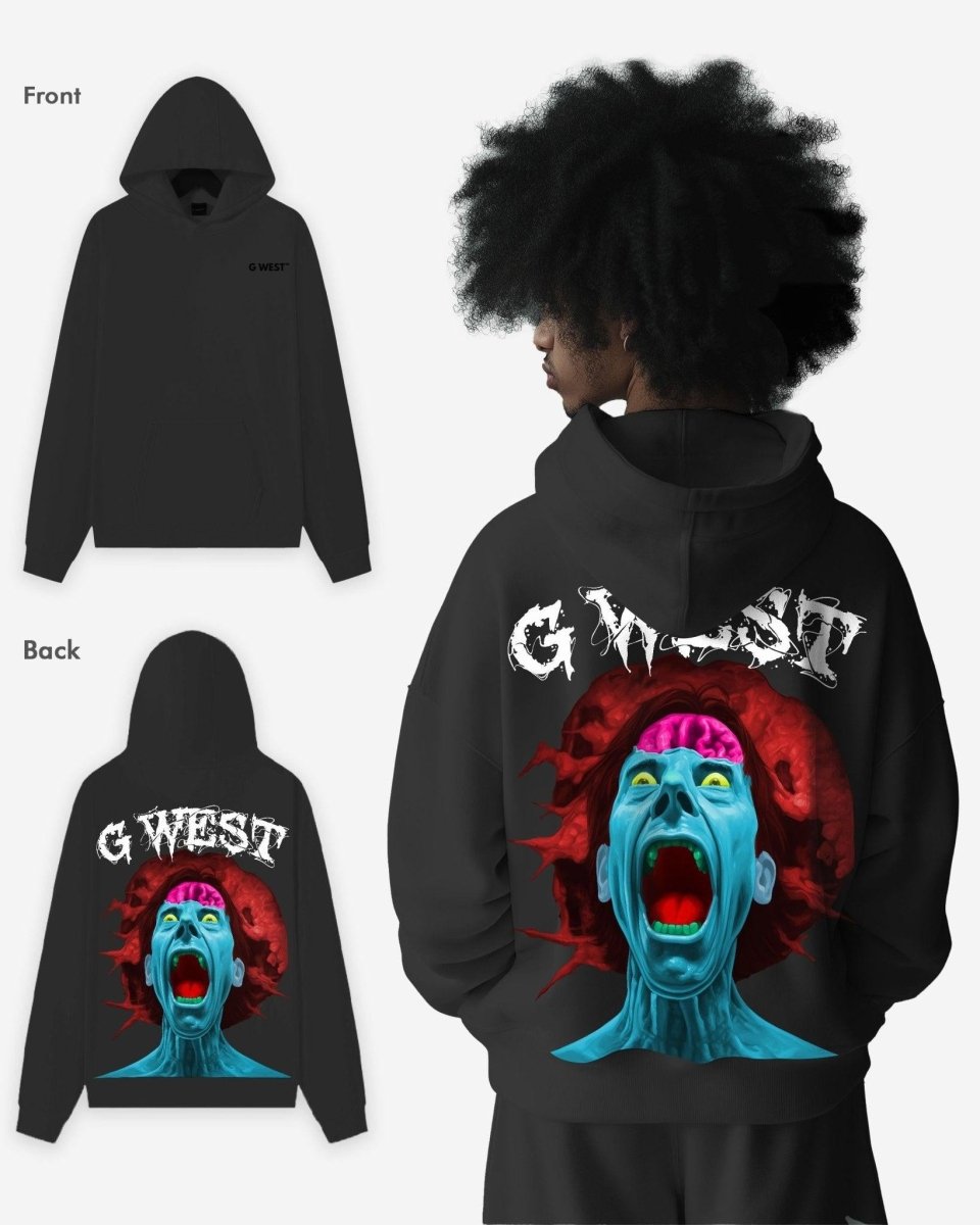 G West Mens Brain Explosion Heavy Premium Oversized Hoodie