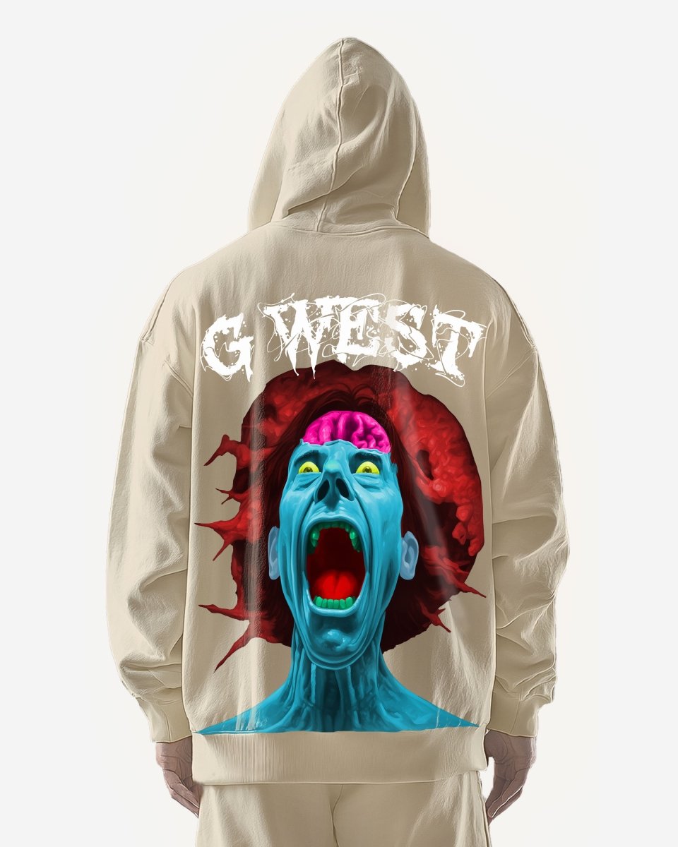 G West Mens Brain Explosion Heavy Premium Oversized Hoodie