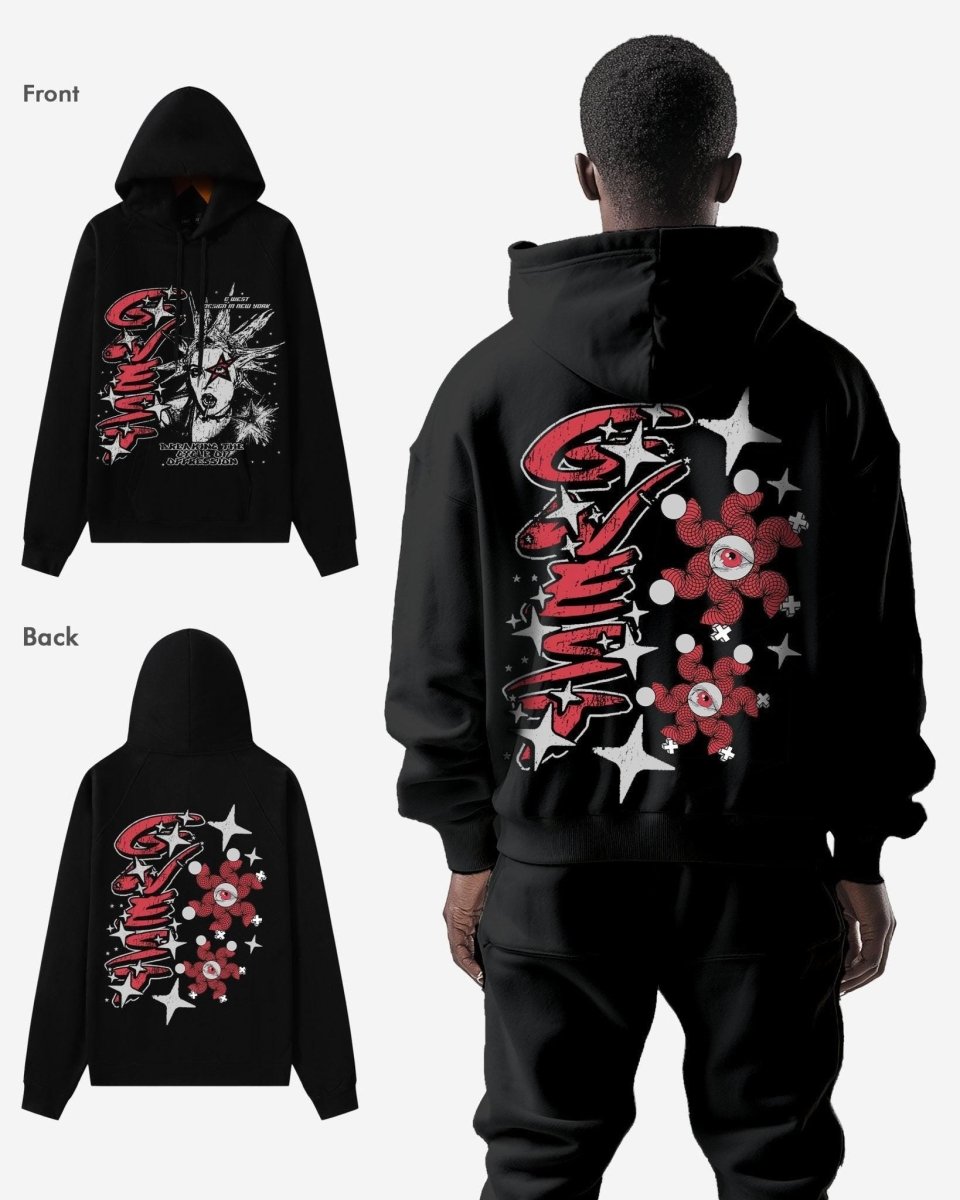 G West Mens Breaking The Cycle Double Hit Oversized Hoodie